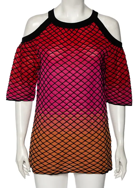 M Missoni Multicolor Textured Knit Cold Shoulder Top M