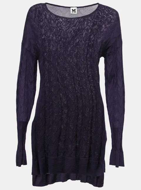 M Missoni Purple Chevron Patterned Wool Knitted Top M
