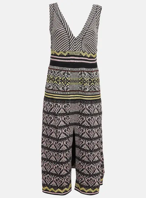 M Missoni Multicolor Patterned Lurex Knit Sleeveless Midi Dress M