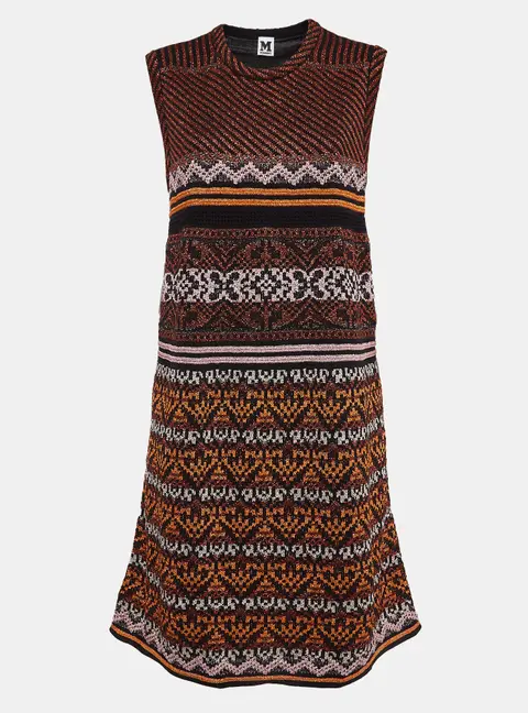 M Missoni Multicolor Patterned Lurex Knit Midi Dress L