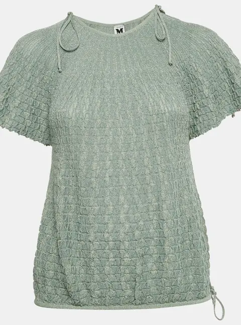 M Missoni Green Textured Lurex Knit Top L