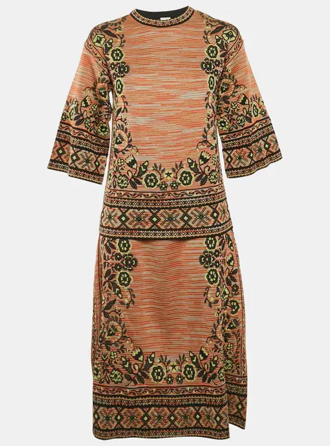 M Missoni Multicolor Wool Blend Patterned Knit Top and Midi Skirt Set M/S