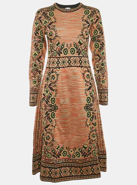 M Missoni Multicolor Patterned Knit Long Sleeve Midi Dress S