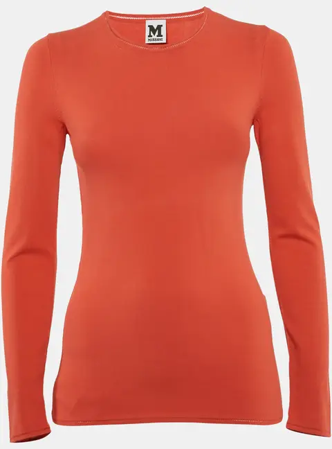 M Missoni Orange Knit Long Sleeve Crewneck Top M
