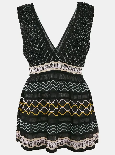 M Missoni Black Patterned Knit Sleeveless Top L