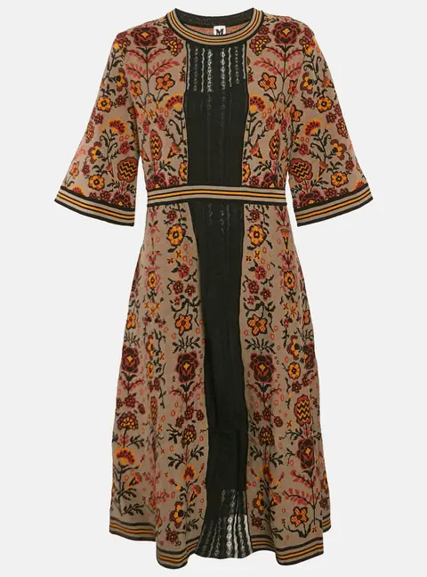 M Missoni Brown Floral Knit Midi Dress M