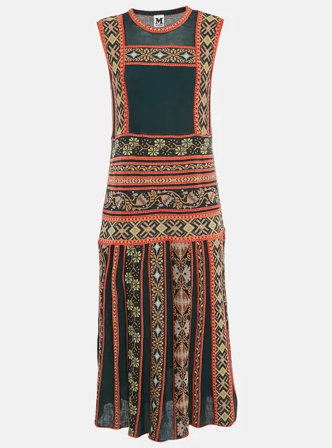 M Missoni Teal Green Floral Knit Sleeveless Midi Dress L