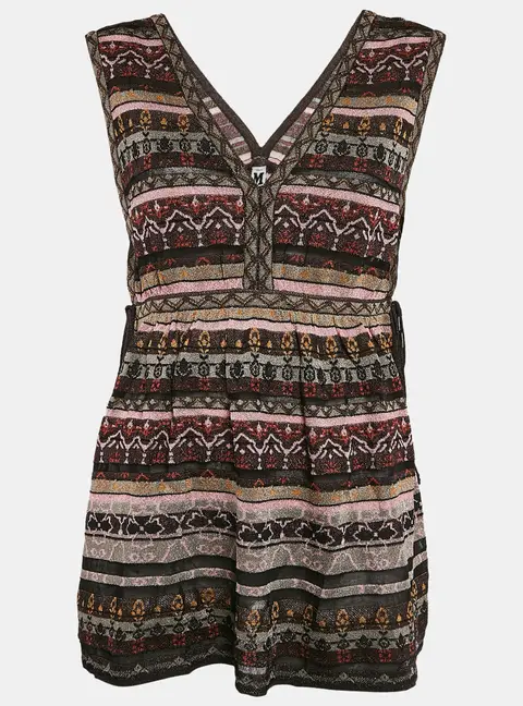 M Missoni Multicolor Patterned Knit V-Neck Sleeveless Top L