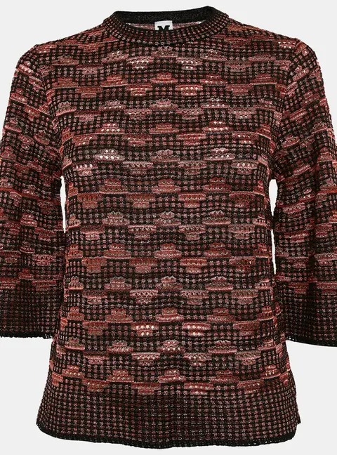M Missoni Black/Multicolor Pinhole Pattern Knit Sweater Top S