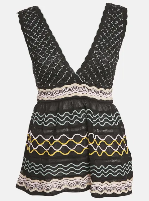 M Missoni Black Patterned Knit Sleeveless Sweater Top S