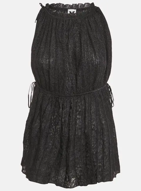 M Missoni Black Lurex Knit Gathered Sleeveless Top L