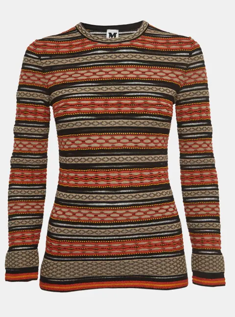 M Missoni Multicolor Texture Knit Long Sleeve Jumper L