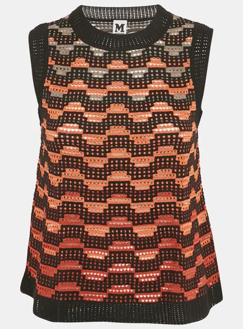 M Missoni Orange/Black Knit Sleeveless Top S