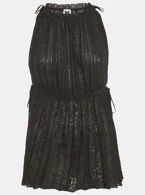 M Missoni Black Lurex Knit Sleeveless Tunic Top L
