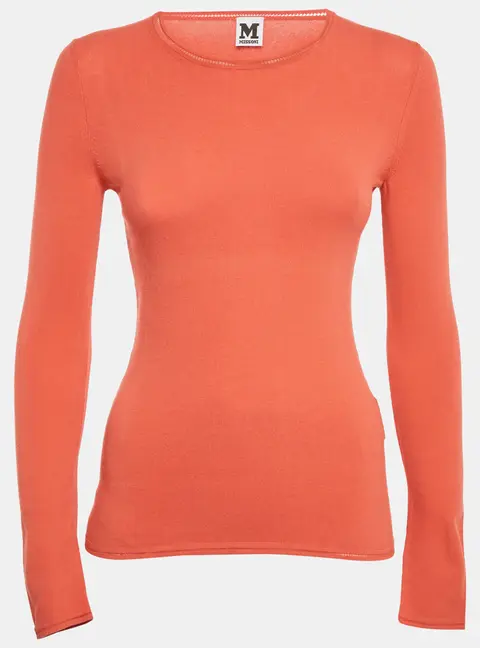 M Missoni Orange Stretch Knit Crewneck Sweatshirt L