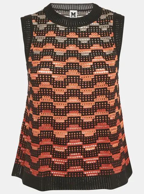 M Missoni Black/Orange Knit Sleeveless Top M