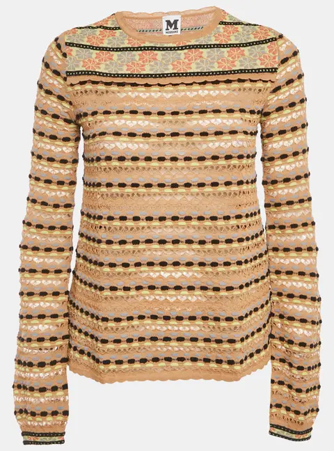 M Missoni Beige Patterned Knit Full Sleeve Top L