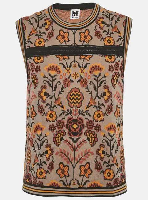M Missoni Grey Patterned Knit Sleeveless Top S