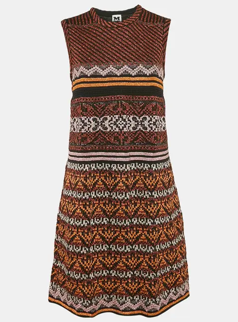 M Missoni Multicolor Patterned Lurex Knit Mini Dress M