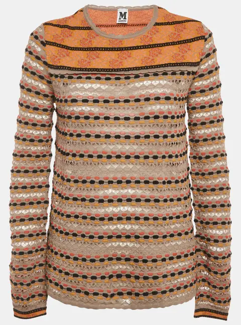 M Missoni Grey Floral Perforated Knit Top S