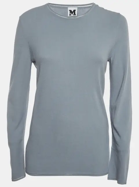 M Missoni Grey Stretch Knit Crewneck Sweatshirt XL