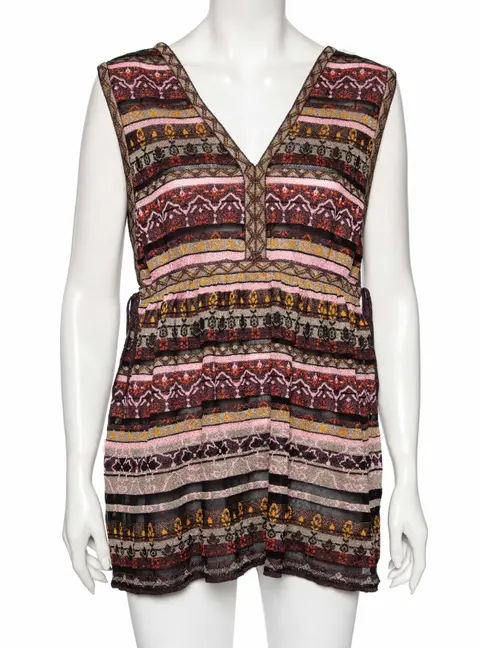 M Missoni Multicolored Lurex Knit Sleeveless Top L