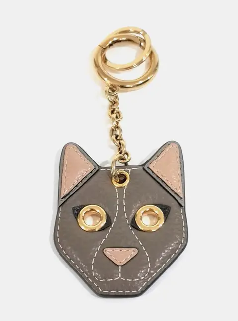 Mulberry Leather Grey Keyring