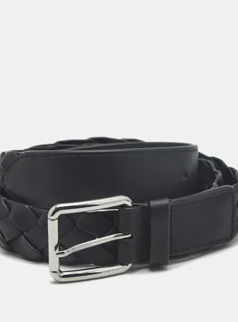 Mulberry M Buckle Belt Black Woven Leather