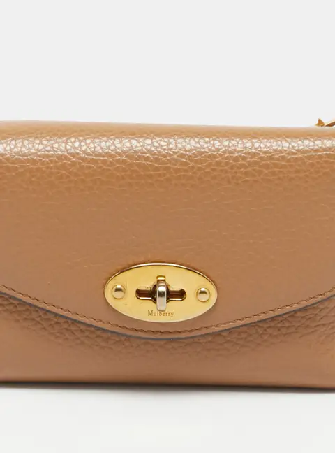 Mulberry Twist Lock Brown Leather Trifold Wallet