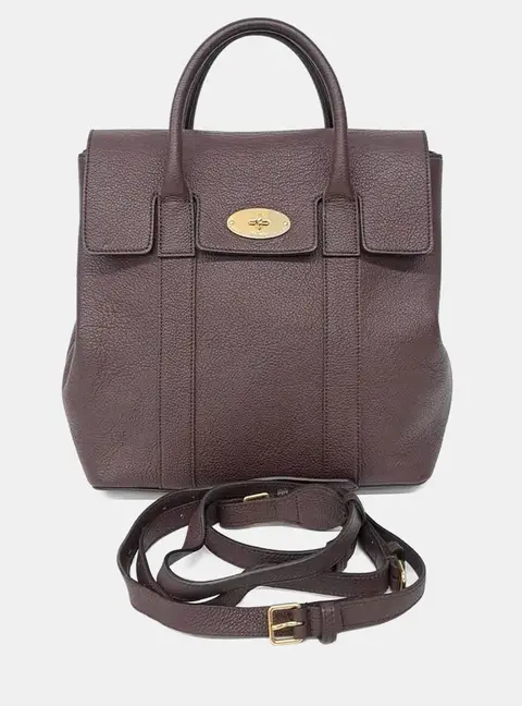 Mulberry Bayswater Backpack Burgundy Grained Leather Top Handle Bag