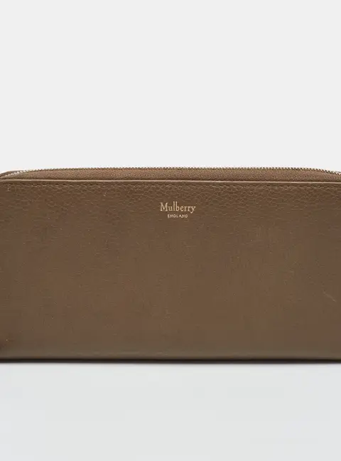 Mulberry Beige Leather Zip Around Continental Wallet