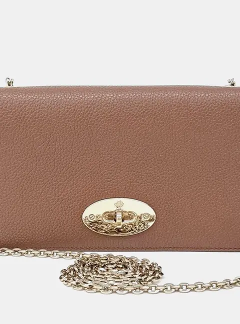 Mulberry Bayswater Clutch Rose Water Grained Leather Shoulder Bag
