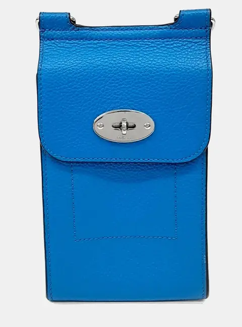 Mulberry Blue Leather Phone Holder Crossbody bag