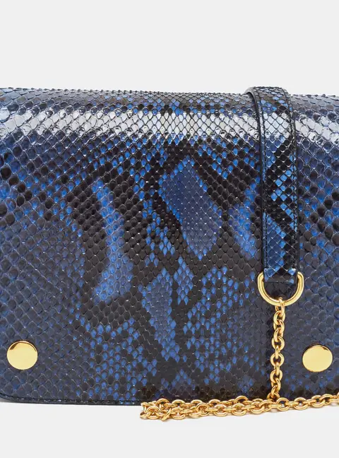 Mulberry Clifton Blue/Black Leather and Python Crossbody Bag