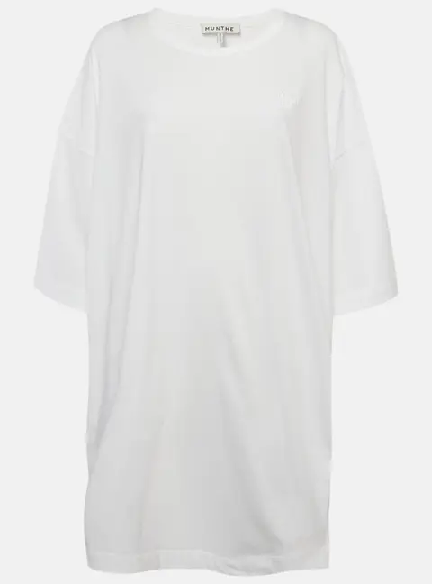 Munthe White Printed Jersey Side-Slits Oversized T-Shirt XS