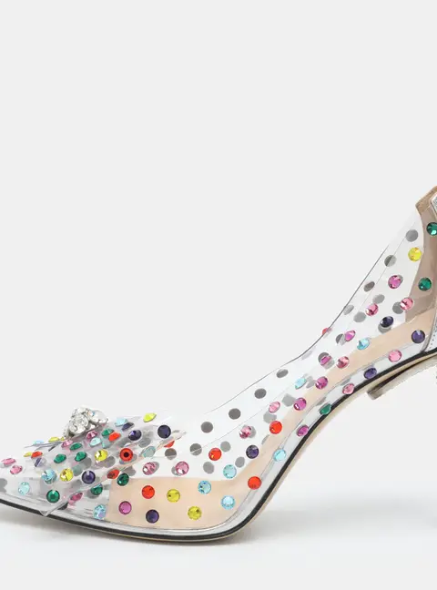 Mach & Mach Size 42 Transparent Multicolor Crystals and PVC Pumps