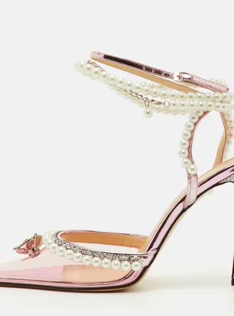 Mach & Mach Diamond of Elizabeth Imitation Pearl Size 38 Pink Patent Leather and PVC Pumps