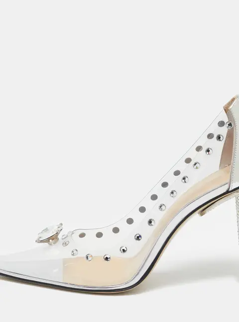 Mach & Mach Transparent PVC and Leather Diamond Dreams Pumps Size 39.5
