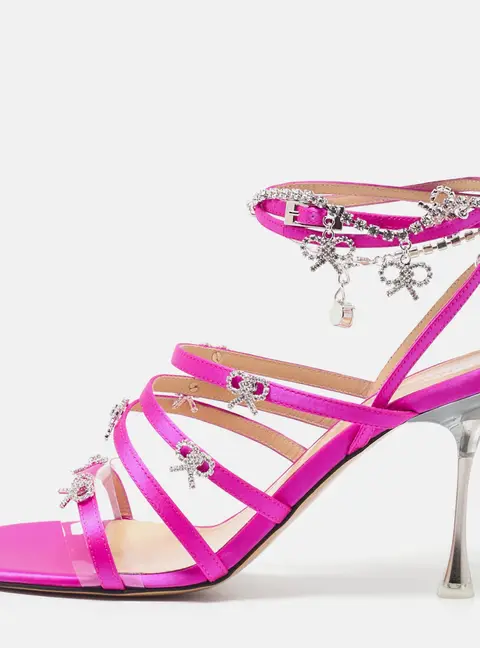 Mach & Mach Camille Size 38.5 Pink PVC and Satin Ankle Strap Sandals