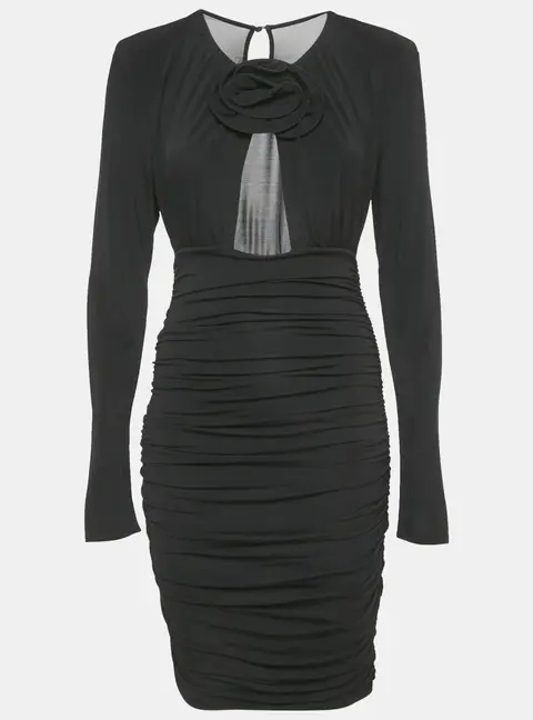 Magda Butrym Black Cut-Out Jersey Ruche Mini Dress S