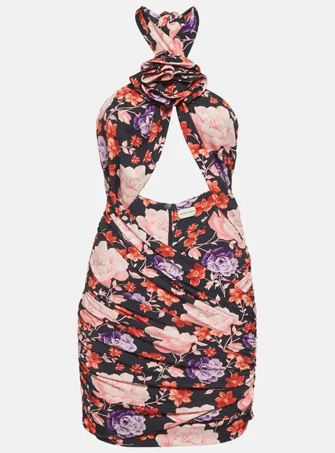 Magda Butrym Multicolour Floral Print Jersey Ruched Mini Dress S