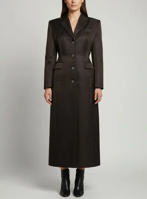Magda Butrym Black Silk Blend Single Breasted Long Coat S