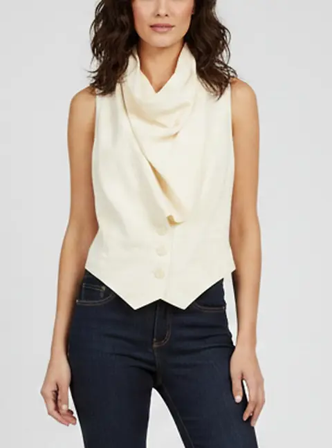 Magda Butrym Linen Blend Draped Halter Neck Vest M