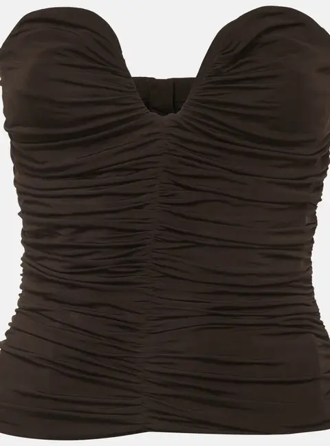 Magda Butrym Black Ruched Jersey Strapless Corset M