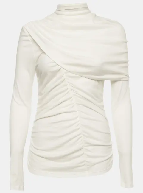 Magda Butrym Off White Jersey Draped Ruched Top M