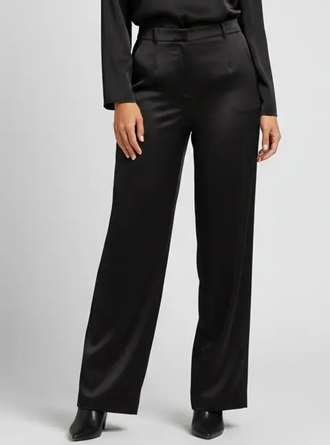 Magda Butrym Black Satin Straight Fit Pants M