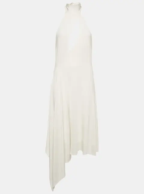 Magda Butrym White Draped Jersey Asymmetric Midi Dress S