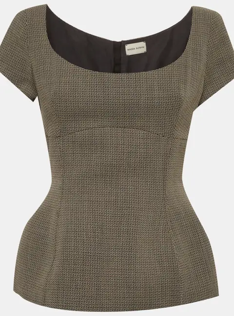 Magda Butrym Beige Wool Blend Flared Bustier Top S
