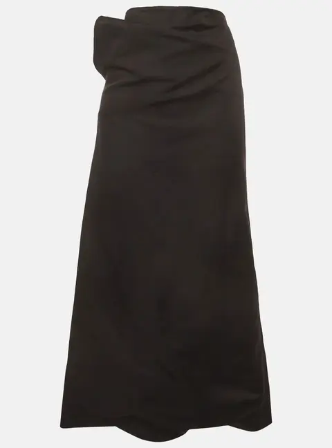 Magda Butrym Black Silk Blend Straight Fit Maxi Skirt S