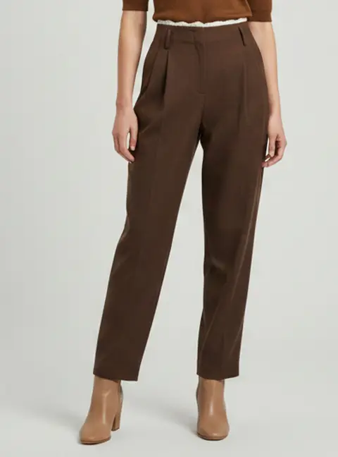 Magda Butrym Brown Wool Blend Embellished Pants S